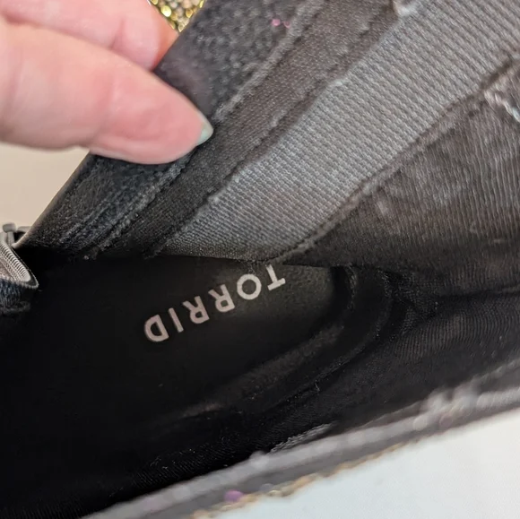 Torrid 7.5 WW Rhinestone Ankle Boots Glam Glitter Stiletto Heel Pointed Toe - Picture 9 of 14